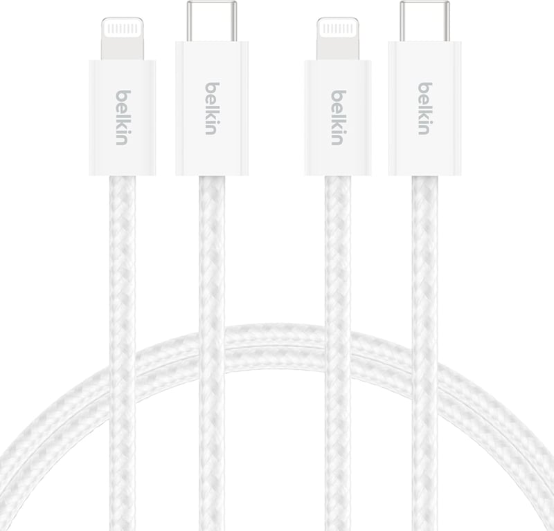 Belkin 2db USB-C Lightning kábel 1,5m fehér iPhone iPad AirPods gyorstöltés - White