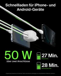 Belkin 50W GaN USB-C nabíjačka s 2 portmi, rýchle nabíjanie pre MacBook, iPhone 17, iPad Pro, Galaxy S25 Ultra, Pixel 10, cestovné príslušenstvo, biela 4
