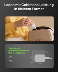 Belkin 50W GaN USB-C nabíjačka s 2 portmi, rýchle nabíjanie pre MacBook, iPhone 17, iPad Pro, Galaxy S25 Ultra, Pixel 10, cestovné príslušenstvo, biela 3