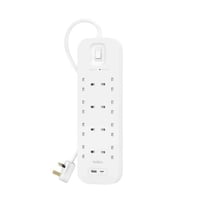 Multipriză cu protecție la supratensiune Belkin, 8 prize, montabilă pe perete, cablu 2 m, încărcare rapidă USB-C PD și port USB-A, indicator luminos verde 2