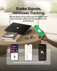 Belkin Puzdro na AirTag s krúžkom na kľúče – čierne, ochranné puzdro proti poškriabaniu pre 1. a 2. generáciu AirTag, so skrutkovacím uzáverom a vyvýšenými okrajmi 6