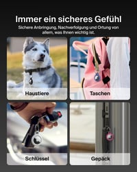 Belkin Puzdro na AirTag s krúžkom na kľúče – čierne, ochranné puzdro proti poškriabaniu pre 1. a 2. generáciu AirTag, so skrutkovacím uzáverom a vyvýšenými okrajmi 3