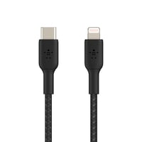 Cablu USB-C la Lightning împletit Belkin Boost Charge cu certificare MFi pentru iPhone 14 și modele mai vechi, Încărcare Rapidă, 2 m, Negru 3