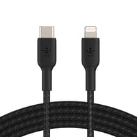 Cablu USB-C la Lightning împletit Belkin Boost Charge cu certificare MFi pentru iPhone 14 și modele mai vechi, Încărcare Rapidă, 2 m, Negru 1