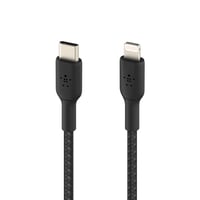 Cablu USB-C la Lightning împletit Belkin Boost Charge cu certificare MFi pentru iPhone 14 și modele mai vechi, Încărcare Rapidă, 2 m, Negru 2