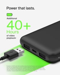 Power banka Belkin BoostCharge 10 000 mAh s portmi USB-C a USB-A, 15 W, LED displej, čierna, kompatibilná s iPhone, Samsung, iPad, recyklovaný materiál 3