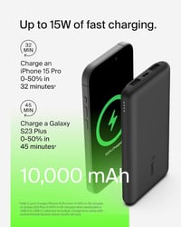 Power banka Belkin BoostCharge 10 000 mAh s portmi USB-C a USB-A, 15 W, LED displej, čierna, kompatibilná s iPhone, Samsung, iPad, recyklovaný materiál 8