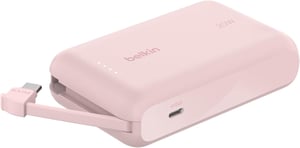 Powerbanka Belkin BoostCharge 10 000 mAh, USB-C PD 20 W, so vstavaným káblom – ružová