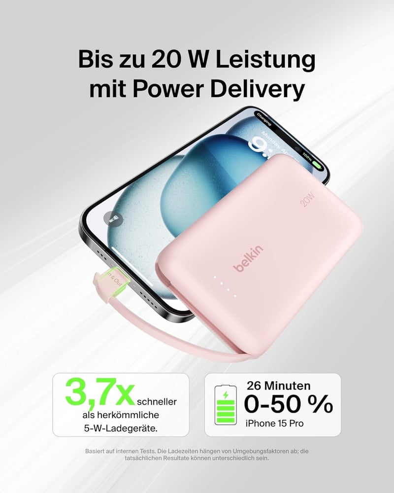 Belkin BoostCharge 10000 mAh Power Bank USB-C PD 20W gyorstöltés