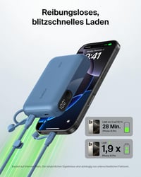 Baterie externă Belkin BoostCharge 10000mAh, Încărcător portabil USB-C cu afișaj digital, 20W, pentru iPhone, Samsung, Pixel, iPad, Albastru 3