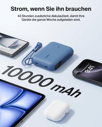 Baterie externă Belkin BoostCharge 10000mAh, Încărcător portabil USB-C cu afișaj digital, 20W, pentru iPhone, Samsung, Pixel, iPad, Albastru 4
