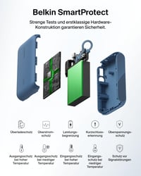 Baterie externă Belkin BoostCharge 10000mAh, Încărcător portabil USB-C cu afișaj digital, 20W, pentru iPhone, Samsung, Pixel, iPad, Albastru 6