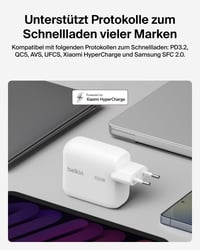 Rýchlonabíjačka Belkin BoostCharge 100W GaN USB-C pre iPhone 17, Samsung Galaxy S26, MacBook, s 1,5 m káblom, biela 4