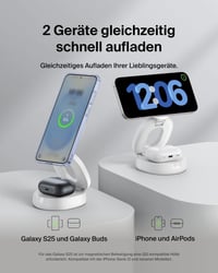 Belkin BoostCharge 2 v 1 skladacia bezdrôtová nabíjacia stanica kompatibilná s Qi2 MagSafe pre iPhone, AirPods, vrátane 30W adaptéra 2