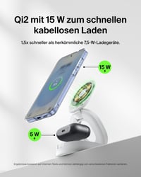 Belkin BoostCharge 2 v 1 skladacia bezdrôtová nabíjacia stanica kompatibilná s Qi2 MagSafe pre iPhone, AirPods, vrátane 30W adaptéra 3