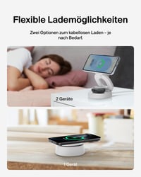 Belkin BoostCharge 2 v 1 skladacia bezdrôtová nabíjacia stanica kompatibilná s Qi2 MagSafe pre iPhone, AirPods, vrátane 30W adaptéra 5