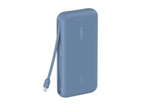 Belkin BoostCharge 20 000 mAh powerbank so vstavaným USB-C káblom, modrá – nabíjanie 3 zariadení súčasne, 30 W, vhodná do lietadla 4