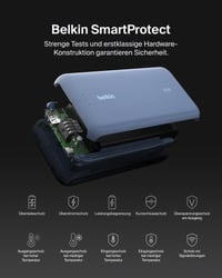 Belkin BoostCharge 20 000 mAh powerbank so vstavaným USB-C káblom, modrá – nabíjanie 3 zariadení súčasne, 30 W, vhodná do lietadla 7