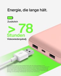 Power bank Belkin BoostCharge 20000 mAh s portmi USB-C a USB-A, LED displejom, nabíjaním 3 zariadení súčasne, 15 W, ružové zlato 3
