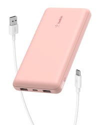 Power bank Belkin BoostCharge 20000 mAh s portmi USB-C a USB-A, LED displejom, nabíjaním 3 zariadení súčasne, 15 W, ružové zlato 1
