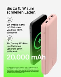 Power bank Belkin BoostCharge 20000 mAh s portmi USB-C a USB-A, LED displejom, nabíjaním 3 zariadení súčasne, 15 W, ružové zlato 5