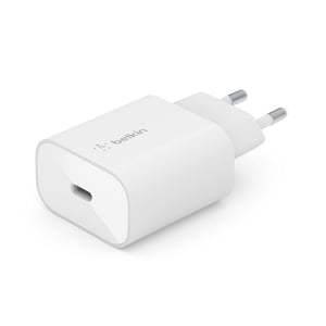 Rýchlonabíjačka Belkin BoostCharge 25W USB-C s technológiou PPS pre iPhone 16 15 14, Samsung Galaxy S24 S23, iPad a Google Pixel, biela