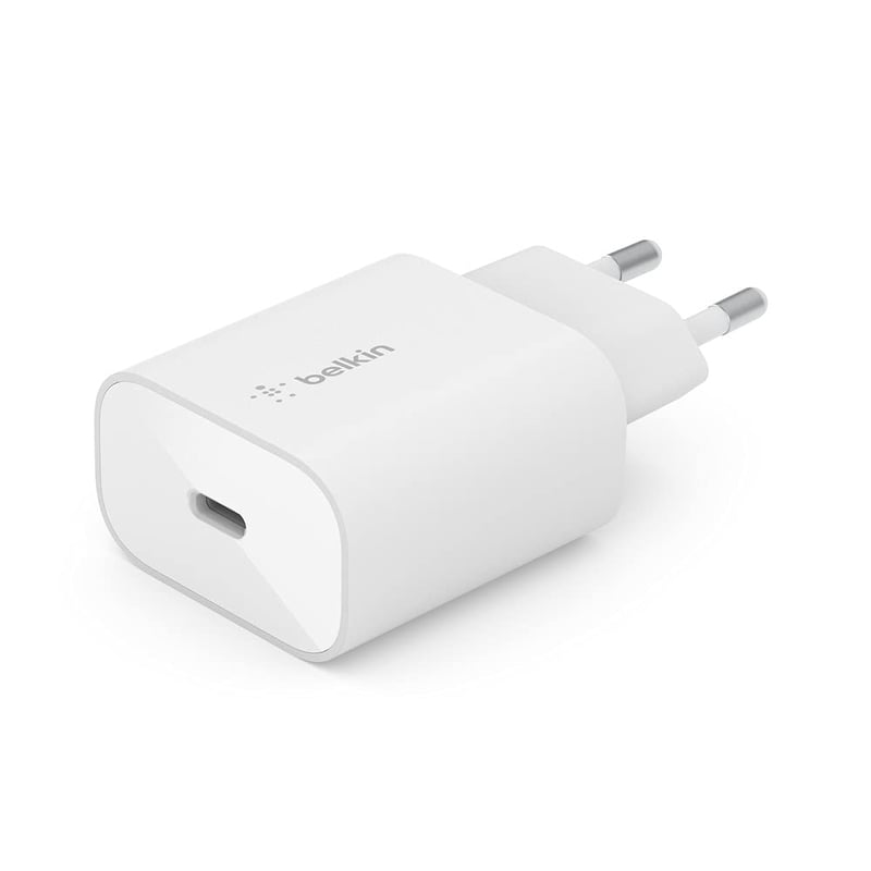 Încărcător rapid Belkin BoostCharge 25W USB-C cu tehnologie PPS pentru iPhone 16 15 14, Samsung Galaxy S24 S23, iPad și Google Pixel, alb