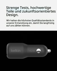 Duálna autonabíjačka Belkin BoostCharge 42W, USB-C 30W PPS a USB-A 12W, kompatibilná s iPhone 16 a Samsung Galaxy S24, čierna 6