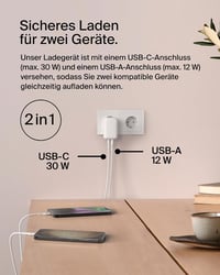Belkin BoostCharge 42W kétutas töltő (USB-C + USB-A) - fehér 3