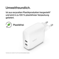 Nabíjačka Belkin BoostCharge 60W USB-C, 2 porty, rýchlonabíjačka PPS, 2x30W, kompatibilná s iPhone, Samsung, Pixel, iPad, kompaktná cestovná nabíjačka 5