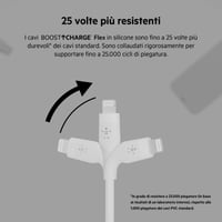 Silikónový kábel Belkin BoostCharge Flex USB-C/Lightning 3 m, certifikácia MFi, rýchle nabíjanie PD Power Delivery 20 W, iPhone 14/13/12/SE – biely 3