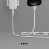 Silikónový kábel Belkin BoostCharge Flex USB-C/Lightning 3 m, certifikácia MFi, rýchle nabíjanie PD Power Delivery 20 W, iPhone 14/13/12/SE – biely 6