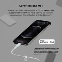 Silikónový kábel Belkin BoostCharge Flex USB-C/Lightning 3 m, certifikácia MFi, rýchle nabíjanie PD Power Delivery 20 W, iPhone 14/13/12/SE – biely 2