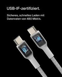 Opletený kábel Belkin BoostCharge USB-C – USB-C, 2 m, kompatibilný s iPhone 16/15, Galaxy S24/S23, Pixel 9/8, iPad Pro – biely 3