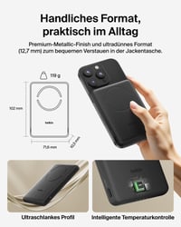 Baterie externă magnetică Belkin BoostCharge 5000 mAh cu inel magnetic - Negru 3