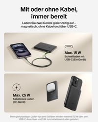 Baterie externă magnetică Belkin BoostCharge 5000 mAh cu inel magnetic - Negru 4