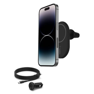 Belkin BoostCharge magnetski bežični auto držač za telefon i punjač za MagSafe iPhone 17, 16, 15, 14, 13, 12, Pixel s kabelom i punjačem
