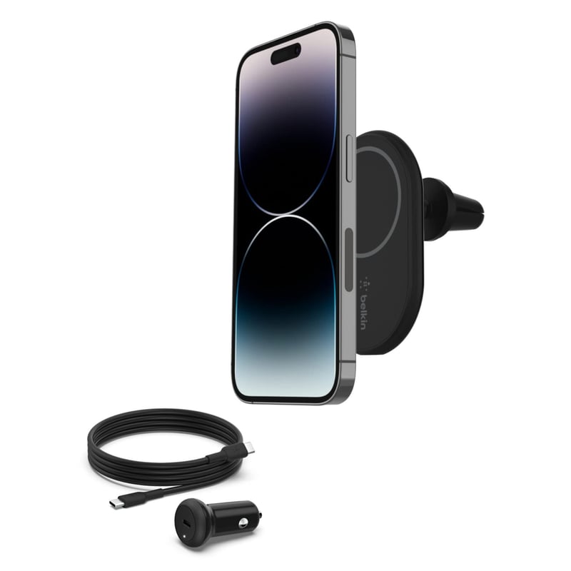 Belkin BoostCharge magnetický bezdrôtový držiak na telefón do auta a nabíjačka MagSafe pre iPhone 17, 16, 15, 14, 13, 12, Pixel, vrátane kábla a nabíjačky