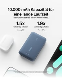 Powerbanka Belkin BoostCharge 10 000 mAh so vstavaným káblom USB-C, 20W PD – modrá 5
