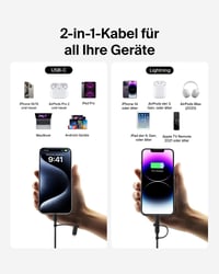 Kábel Belkin BoostCharge Pro 2 v 1 USB-C a Lightning – čierny (CAC003HQ1.5MBK) 2