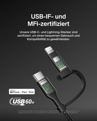 Kábel Belkin BoostCharge Pro 2 v 1 USB-C a Lightning – čierny (CAC003HQ1.5MBK) 3