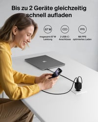 Dvojportová nabíjačka Belkin BoostCharge Pro USB-C, 67W GaN, rýchle nabíjanie pre MacBook, iPhone, iPad, zariadenia Galaxy, čierna 2