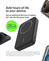Belkin BoostCharge Pro vezeték nélküli power bank Qi2 – 8000 mAh, fekete 7