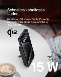 Magnetická bezdrôtová powerbanka Belkin BoostCharge Pro 5000 mAh, Qi2 MagSafe kompatibilná prenosná nabíjačka so vstavaným stojanom pre iPhone 16 15 14 13, čierna 2