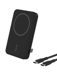 Magnetická bezdrôtová powerbanka Belkin BoostCharge Pro 5000 mAh, Qi2 MagSafe kompatibilná prenosná nabíjačka so vstavaným stojanom pre iPhone 16 15 14 13, čierna 1