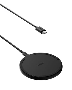 Belkin BoostCharge Pro Qi bežični punjač 15W brzo punjenje, crni – kompatibilan s iPhone, Samsung, Pixel, AirPods uređajima, s USB-C kabelom