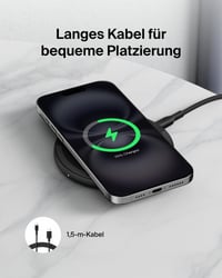 Bezdrôtová nabíjačka Belkin BoostCharge Pro Qi, 15W rýchlonabíjanie, čierna – kompatibilná s iPhone, Samsung, Pixel, AirPods, vrátane USB-C kábla 4