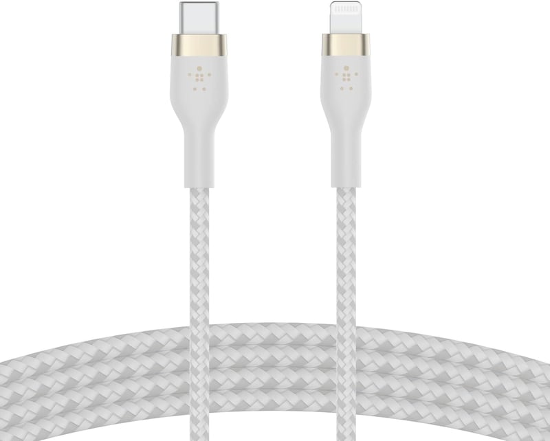Belkin BoostCharge Pro Flex fonott USB-C–Lightning kábel 20W MFi - fehér - 2 m
