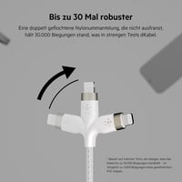 Belkin BoostCharge Pro Flex fonott USB-C–Lightning kábel 20W MFi - fehér - 2 m 3