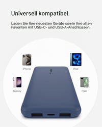 Power banka Belkin BPB011 10 000 mAh, 1× USB-C + 2× USB-A, 15 W – modrá 5
